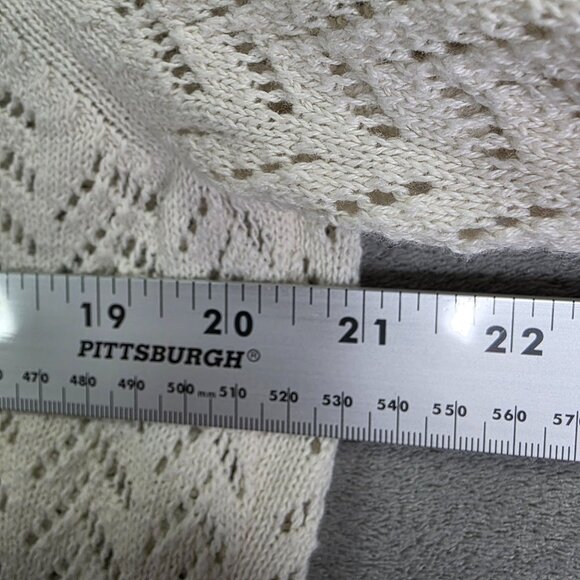 Womens Anne Taylor Ivory Knit Cardigan Sweater Mesh V Neck Button 3/4 Sleeve XL - Picture 7 of 9